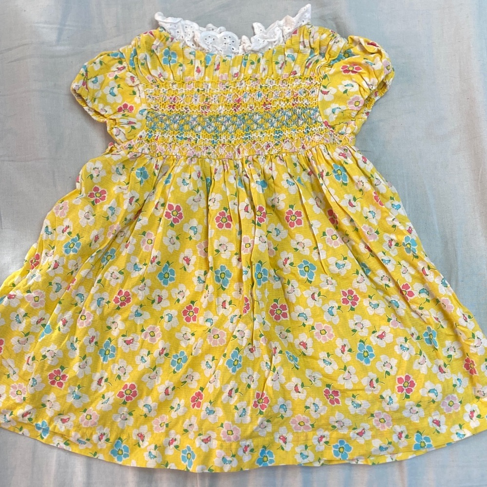 Mini Boden Yellow Floral Kids Dress